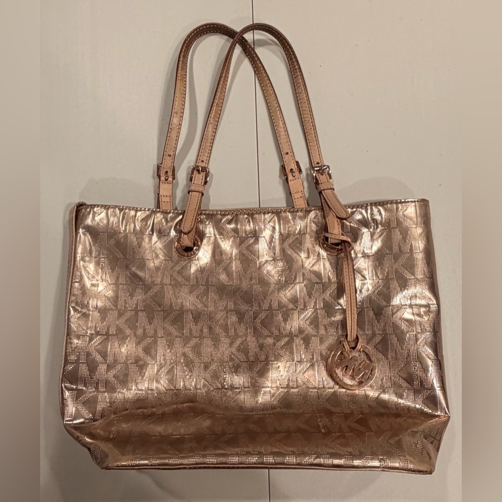 Michael Kors | monogram metallic tote bag.